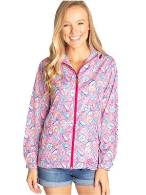 Simply Southern Sea Shells Rain Jacket NWT Size Medium